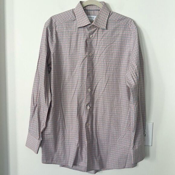 ETON Checkered Print Men’s Dress Shirt 42/16.5 - Picture 1 of 7